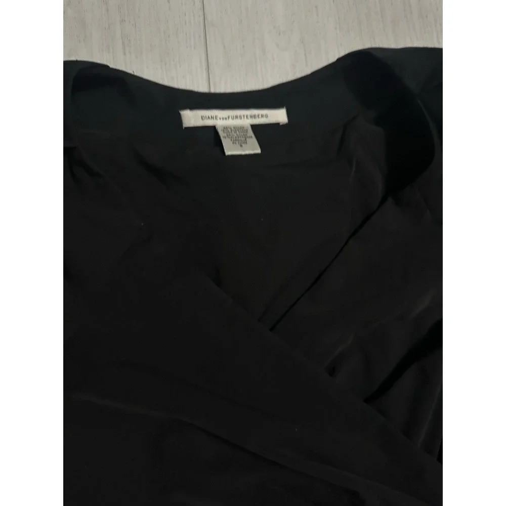 Diane Von Furstenberg DVF Mini Black Wrap Dress Cap Sleeve Sz‎ 8 Black